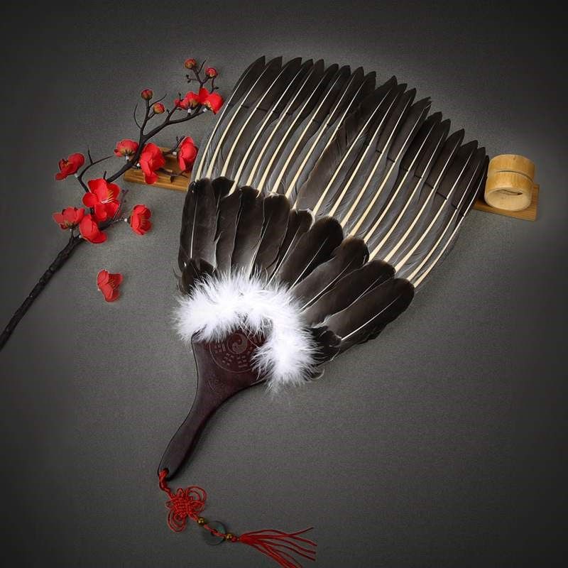 鹅毛扇孔明扇羽毛扇子诸葛亮羽扇手工扇工艺扇礼品扇道具复古鸡毛