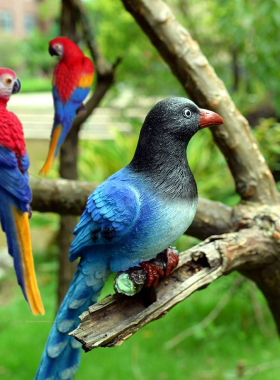 户外树上仿真动物小鸟鹦鹉喜鹊挂件 庭院花园景观假鸟装饰品摆件