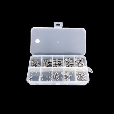 盒装200pcs 不锈钢304 DIN914内六角锥端紧定螺丝组合 套装M3-M8