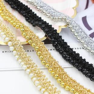 diy手工服装 1.5cm珍珠金丝花边辅料 饰品配件帽子家居窗帘配件