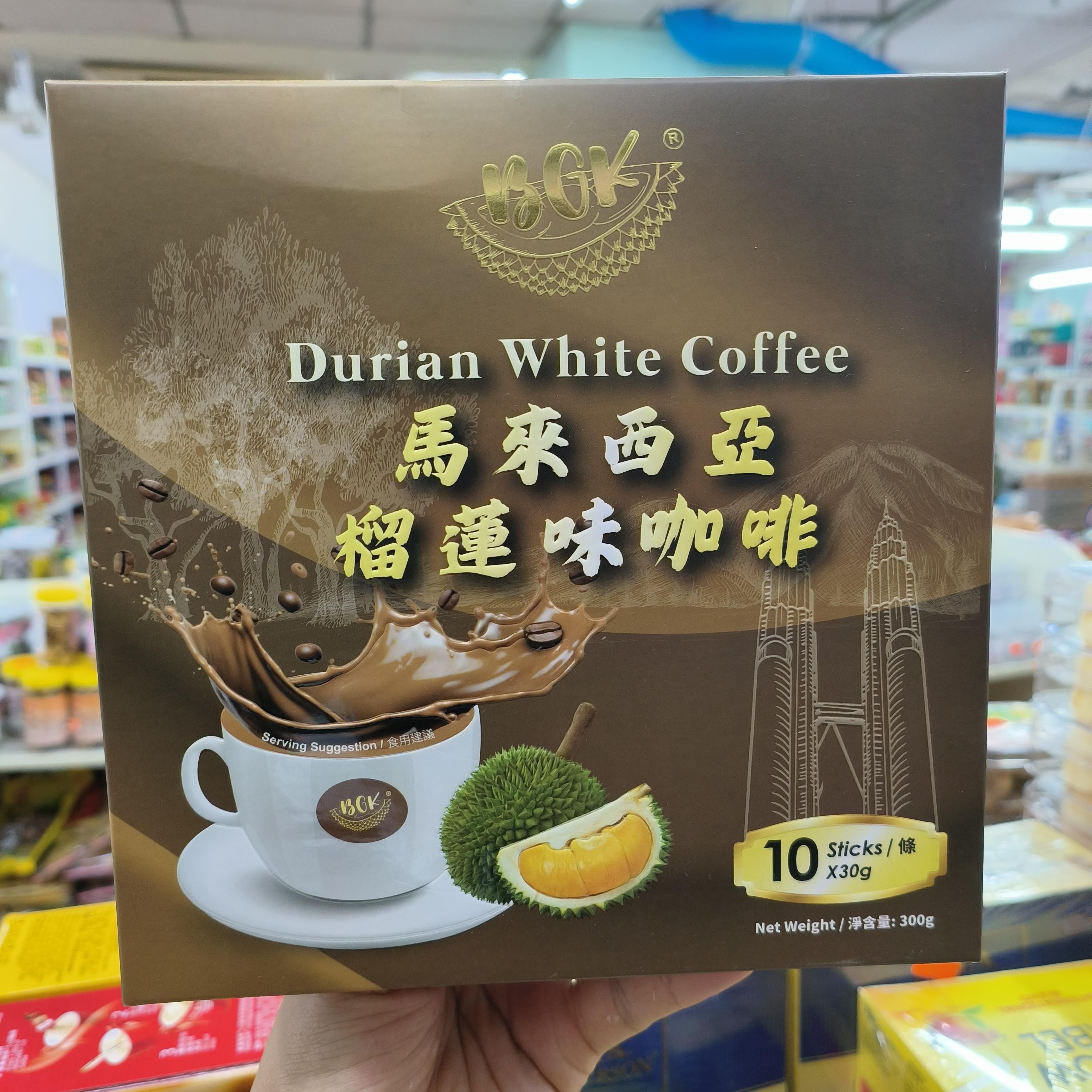 香港代购 BGK马来西亚榴莲味咖啡10条x30g 休闲饮品