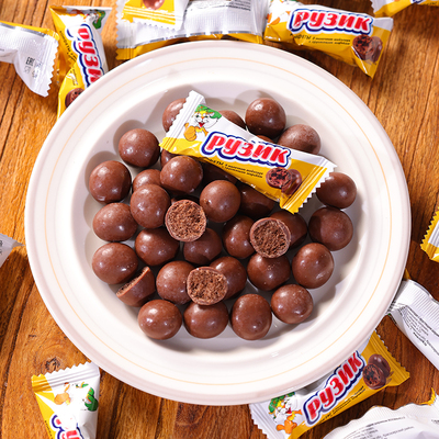 正宗俄罗斯麦丽素纯可可脂巧克力豆酥脆牛奶巧克力糖果喜糖零食品