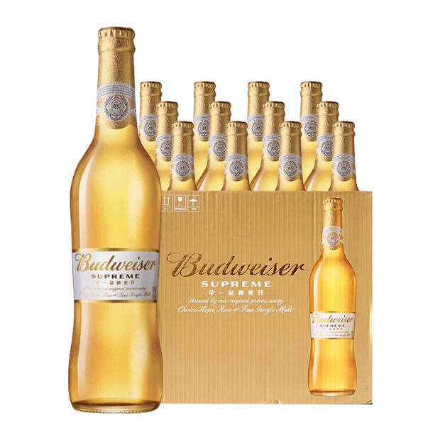 Budweiser百威金尊啤酒麦芽黄啤330ml*24瓶装整箱3.6度熟啤尊享版图片