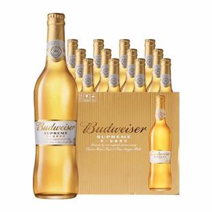 Budweiser百威金尊啤酒麦芽黄啤330ml*24瓶装整箱3.6度熟啤尊享版