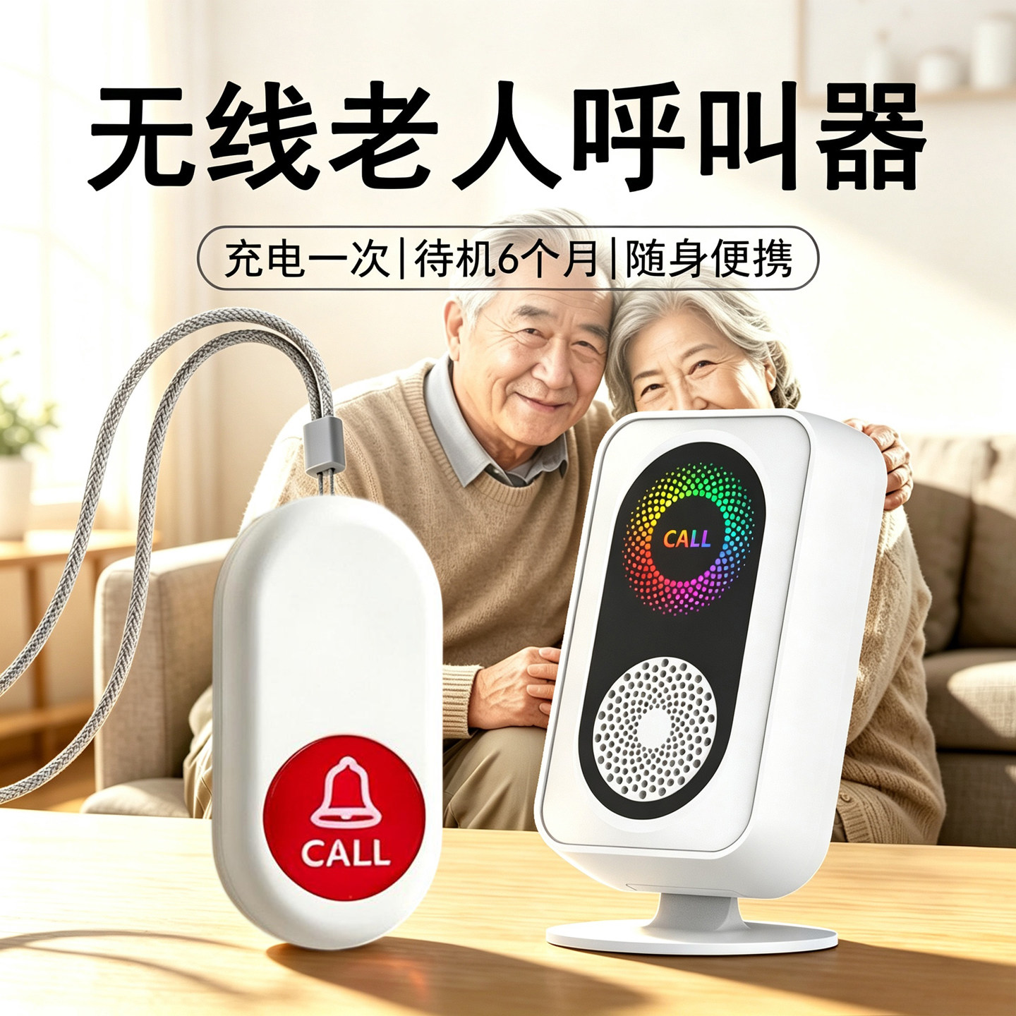 老人呼叫器无线家用老年人报警器床头按铃呼唤铃一键呼救器平安钟