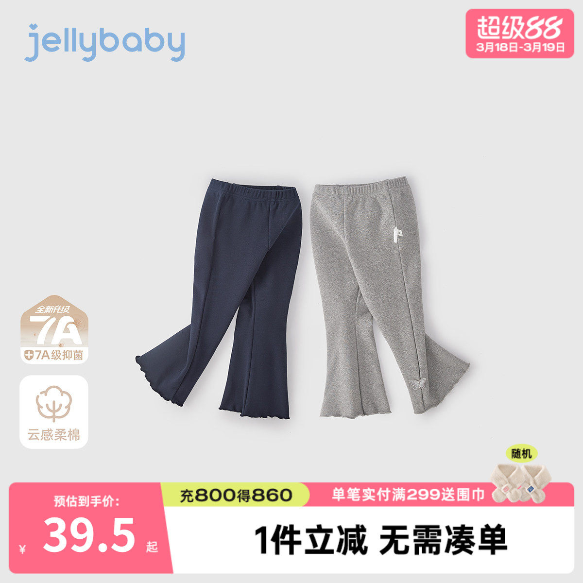 女童打底裤春季外穿宝宝洋气花边微喇休闲裤小童新款儿童裤子女孩