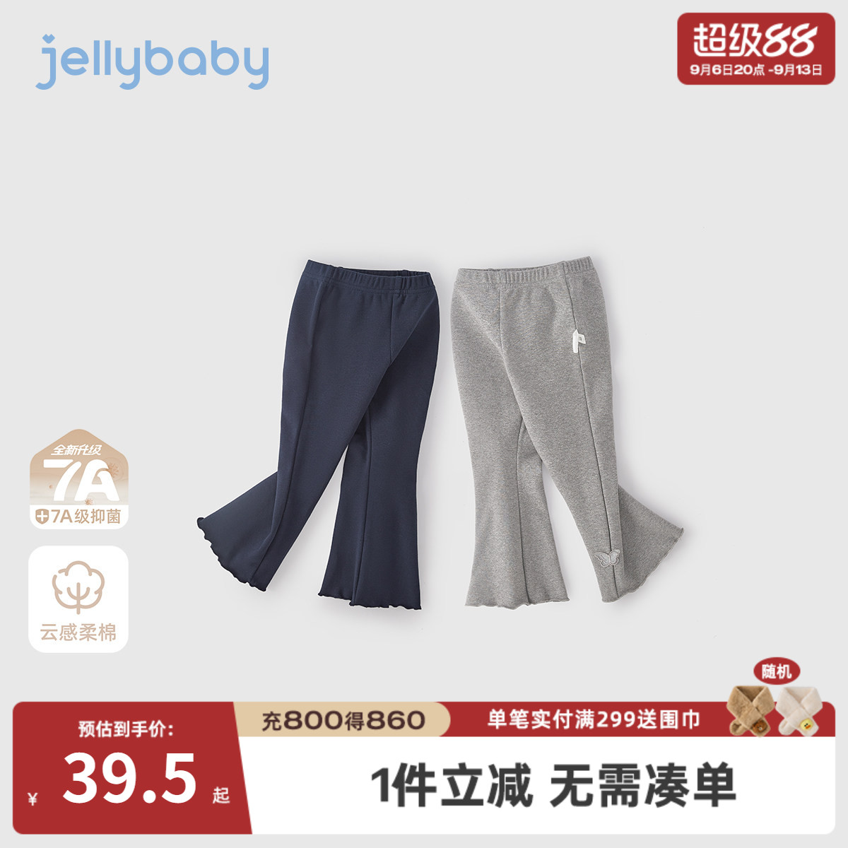 女童打底裤秋季外穿宝宝洋气花边微喇休闲裤小童新款儿童裤子女孩