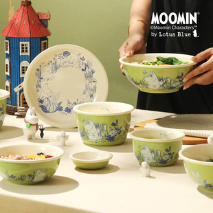 moomin姆明面碗汤碗家用陶瓷米饭碗高颜值儿童早餐碗具餐具套装