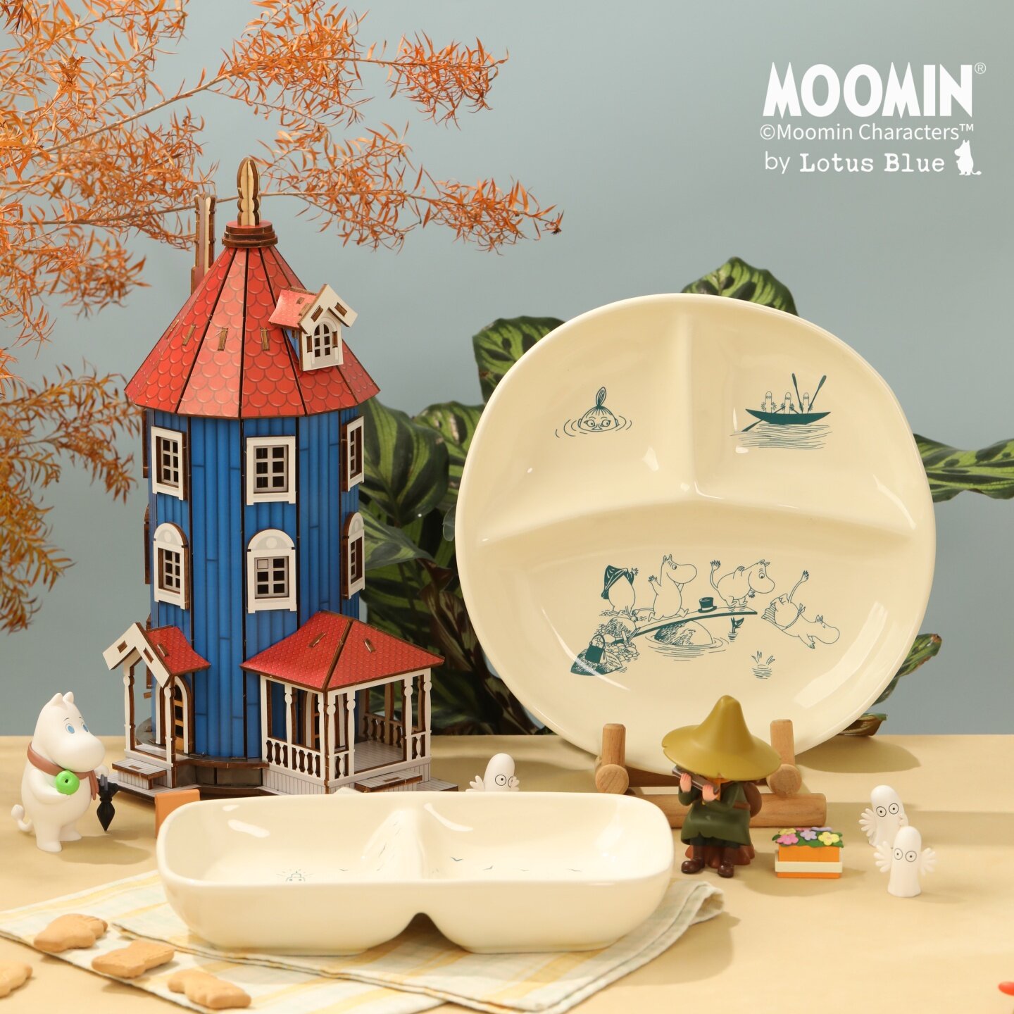 moomin姆明分格餐盘陶瓷家用大人减脂减肥专用一人食高颜值高级感