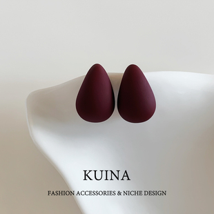 小众复古红色水滴耳钉女简约高级感气质纯银针耳环2025新爆款 耳饰