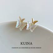 超闪蝴蝶耳钉纯银针女士耳环2026新款 高级感小众独特精致耳饰 爆款