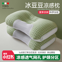 夏季凉感冰丝豆豆枕头护颈椎助睡眠一对装家用单人按摩枕芯不塌陷