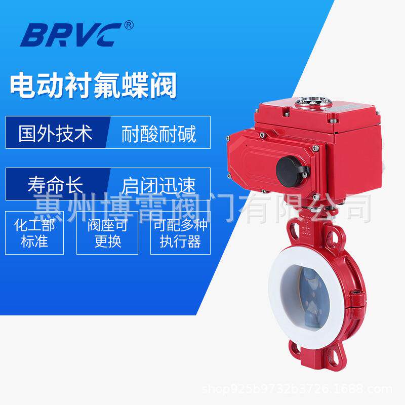 D971F46-雷16C电动衬氟阀DN65气动/电动对夹蝶阀Bary蝶博蝶阀
