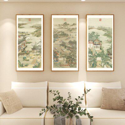 清院本十二月令图挂画中国名画清代乾隆中式办公室风景装饰画竖版