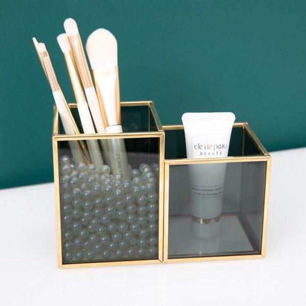 Y0EZ轻奢黑色玻璃化妆刷收纳筒桌面美妆刷子笔刷桶梳子眉笔收,收纳整理,化妆刷收纳盒/桶,淘宝优惠券,粉丝福利购,淘宝优惠卷