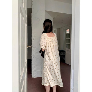家居服连衣裙 睡衣女夏季 泡泡棉短袖 短裤 风一字领甜美爆款