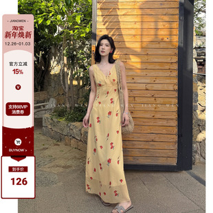 橘黄色连衣裙女夏日海边度假出游明媚感穿搭海岛沙滩裙超仙高级感