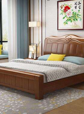 实木箱床1..8米LCW主人卧双床15米木床高床1.2米大床储物床