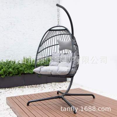 户外藤制家具花园阳台露台藤制折叠拆装秋千椅休闲仿藤吊篮摇椅