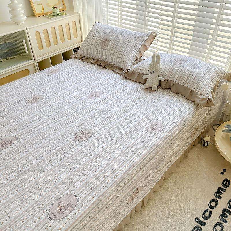 式轻奢纯棉床TDD盖不加法厚四全棉防滑起皱床单被套三四件套季通