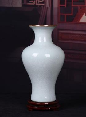 工艺品摆件色仿古01462开片裂纹釉官陶瓷窑花白瓶插花时尚摆件摆