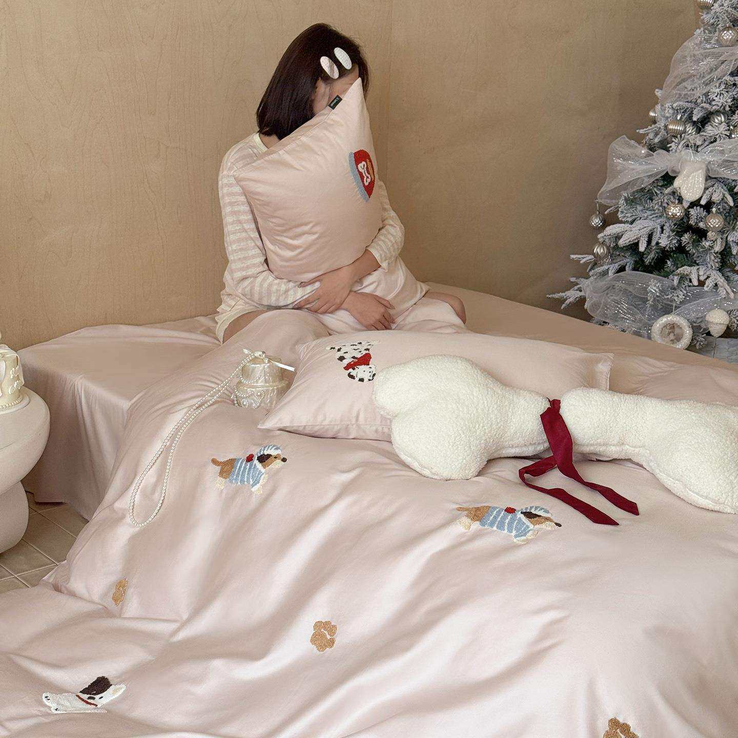 爱PFM风100s长可绒棉床上棉三四件被套卡通毛巾绣纯床单套床品