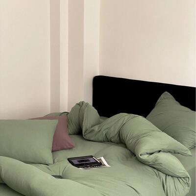 针织棉素约HZH被色四件套棉纯天竺棉套床单床笠床品裸睡简单人双