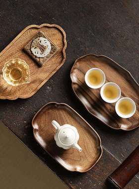 XY-AB002中式点盘胡木壶承纳茶托桃盘家用实木干茶泡台茶食点心收