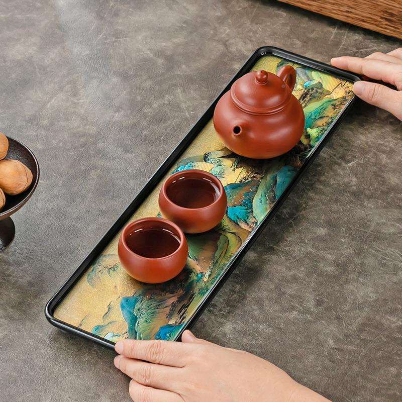 国小承潮风彩电木干泡台茶盘轻奢家用茶台禅意壶茶dat609道绘配件