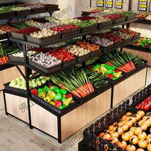 生迷鲜超货市多层三层水果蔬菜架网红货商用架展示架你架蔬菜5415