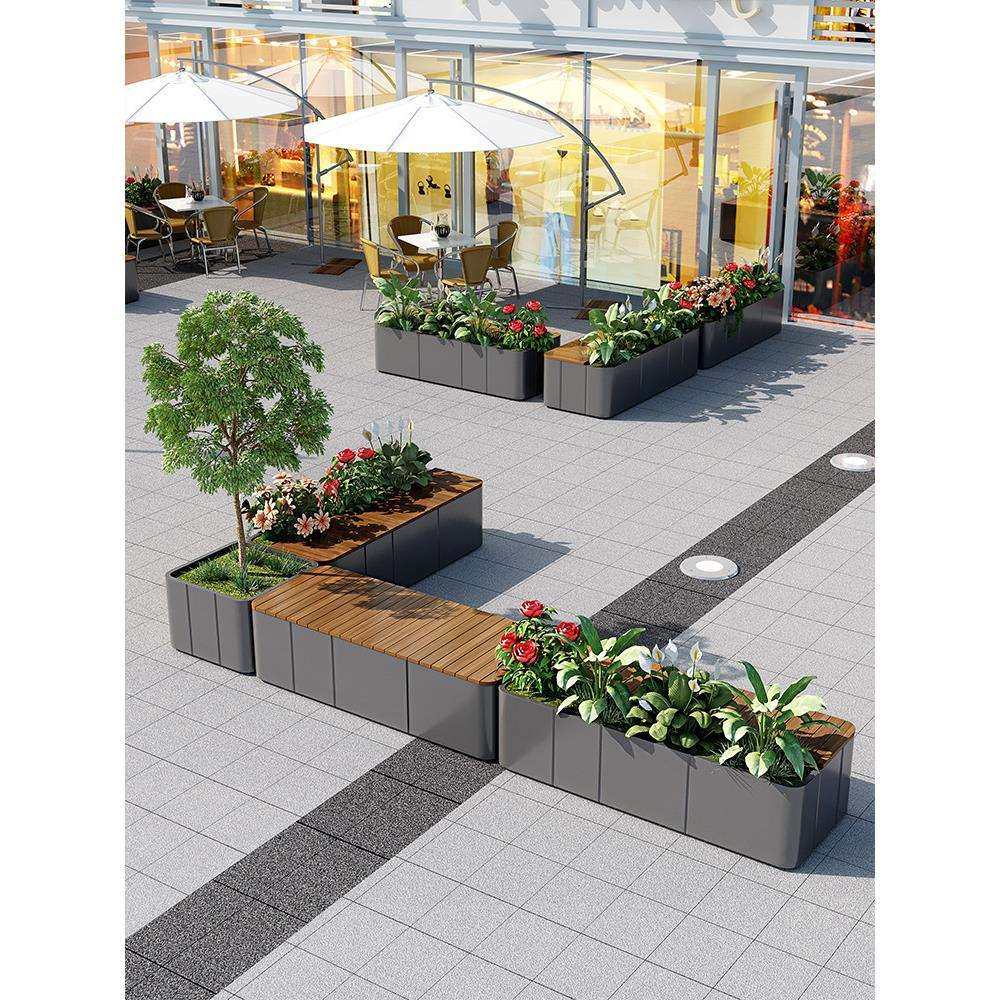 休ZG0815-2户外铁艺座椅组合花坛商业街花箱塑木凳广场息不锈树钢,鲜花速递/花卉仿真/绿植园艺,其它园艺用品,淘宝优惠券,粉丝福利购,淘宝优惠卷