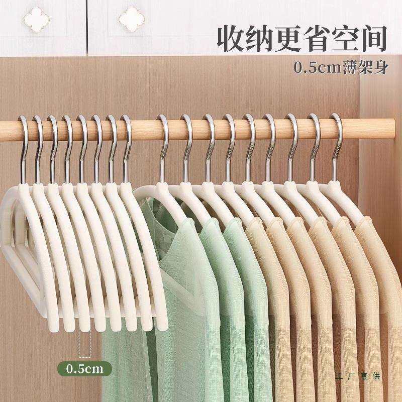 10个植绒衣架用挂滑衣整理师挂衣架防无痕防肩988角家撑晾衣衣服