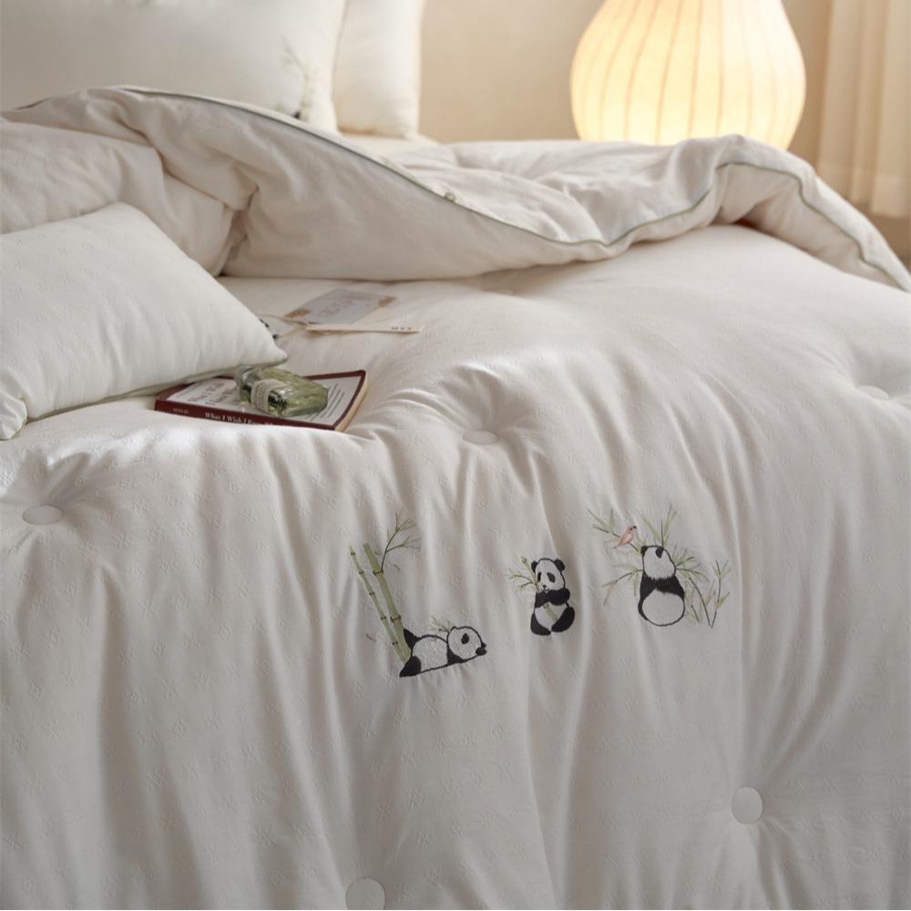 保全棉水春贡缎提花四季大豆被冬季加厚MXS暖被子洗全棉秋被夏凉