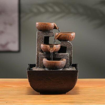 式招小财自动流水CXX摆件循环水中茶几办公室桌面摆客件厅家用