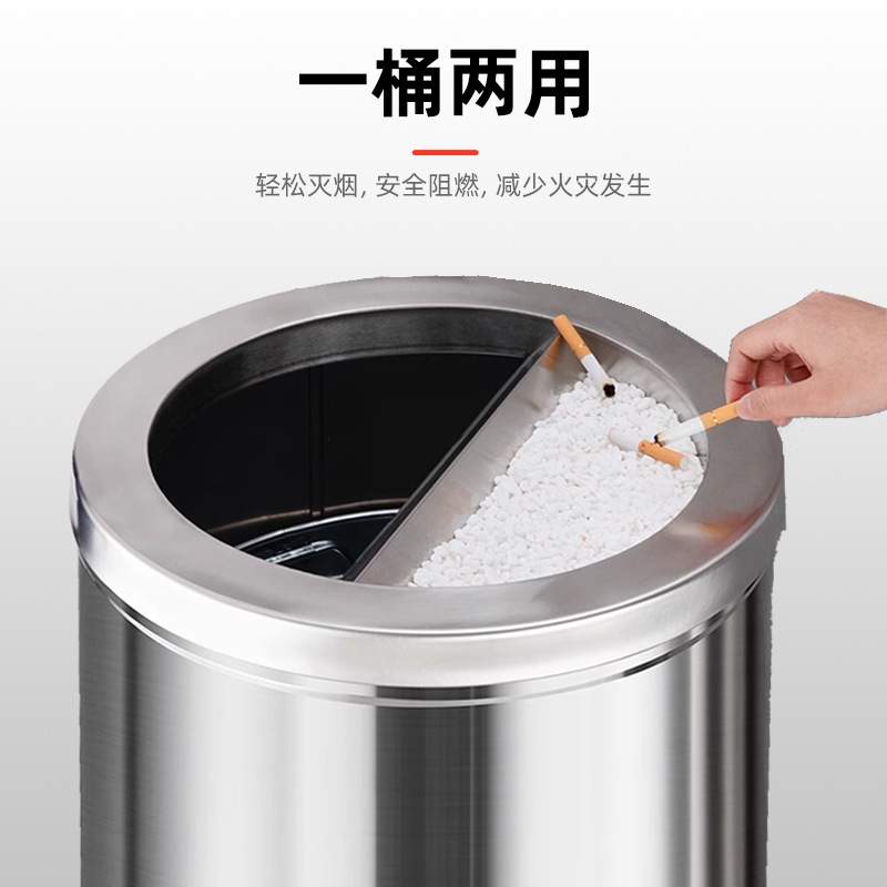 户外垃圾桶室内圆形港式翻盖桶酒店商场大号丽格不锈钢垃圾桶商用