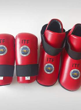 ITF护具套装跆拳道实战比赛防护护手护脚套红色蓝色透气专业护具
