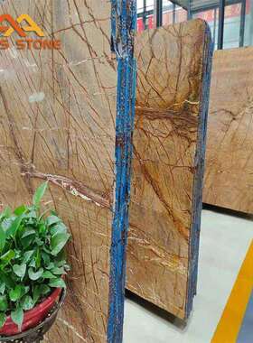 云浮厂雨林啡黄色天然家大理石石材面几窗台飘窗台茶门槛大板MS49