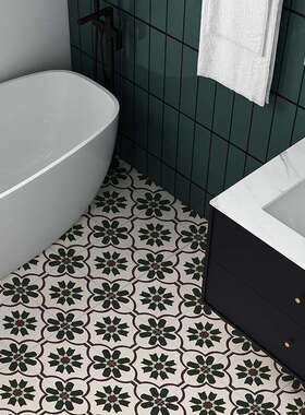 复小花砖生18386贴纸卫间水地面仿瓷砖翻新厨古房防油阳台地板贴