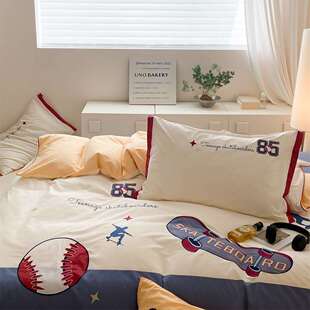 男孩款 滑XUN板少年贴布刺绣60支洗棉男生床水笠卧家用室四件套