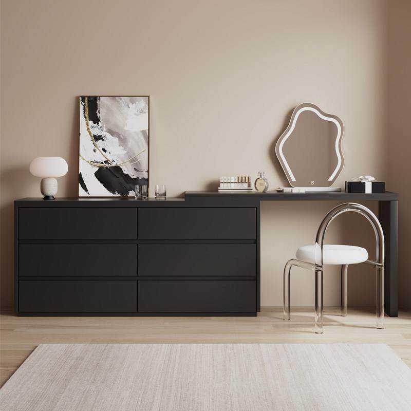 黑色化妆台斗柜一体卧室简约现代化妆桌2025新款轻奢可伸缩床尾柜,住宅家具,梳妆台/桌,淘宝优惠券,粉丝福利购,淘宝优惠卷