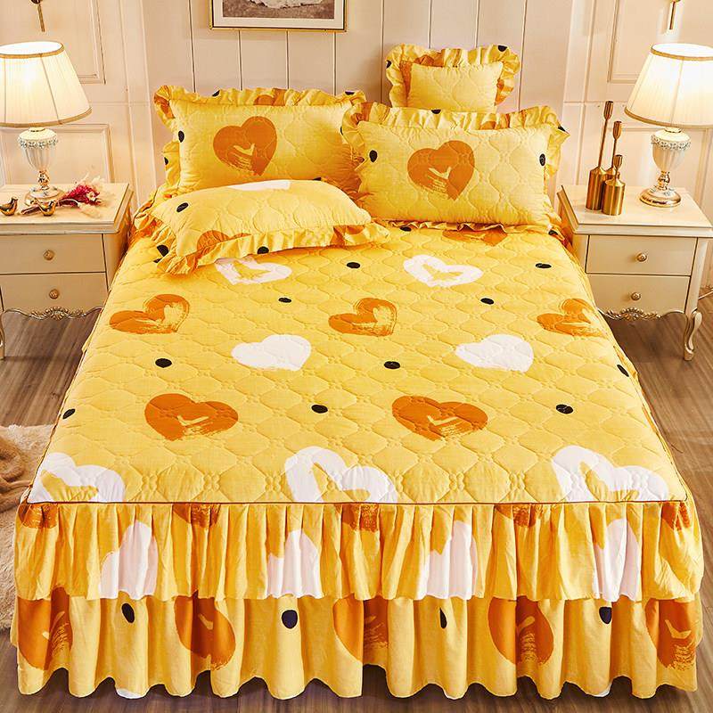 【送毛巾】双层夹棉床裙单件三件套床罩 加厚床裙三件套加厚防滑,床上用品,床裙,淘宝优惠券,粉丝福利购,淘宝优惠卷