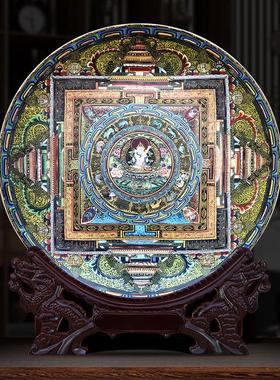 景德镇陶瓷器唐卡盘子装饰品摆件家居饰品博古架工艺品复古艺术品