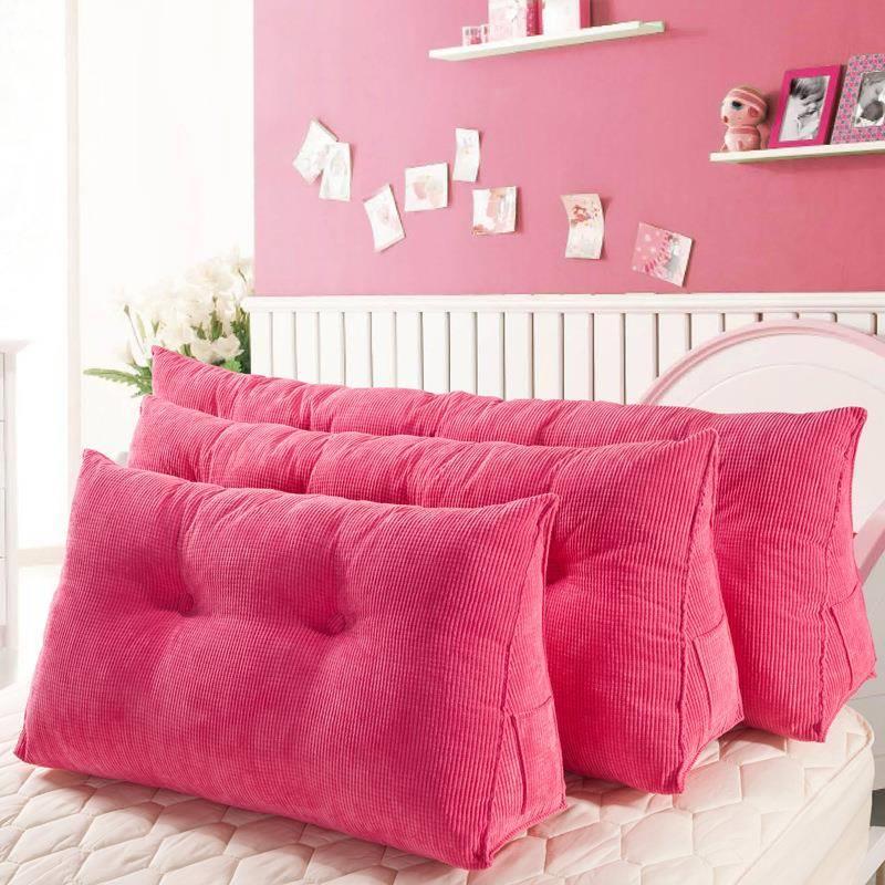 床头靠枕新品玉米绒素色三角立体大靠垫灯笼绒腰靠枕外套可拆洗