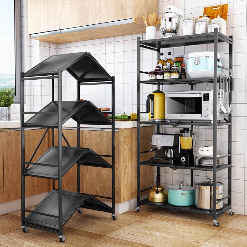 免打孔带轮可折叠移动推车架子不锈钢落地厨房置物架微波炉烤箱架,厨房/烹饪用具,厨房置物架/置物柜/角架,淘宝优惠券,粉丝福利购,淘宝优惠卷