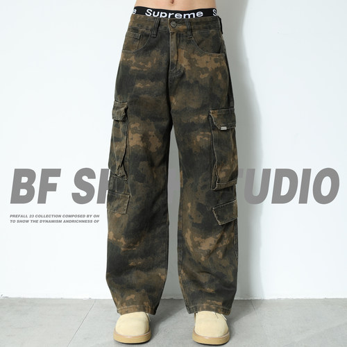 迷彩工装裤秋季休闲宽松直筒长裤