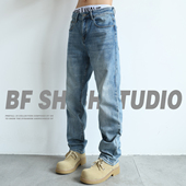 爆款 弹力休闲2026新款 水洗美式 美式 直筒宽松牛仔裤 男款 浅色长裤 子