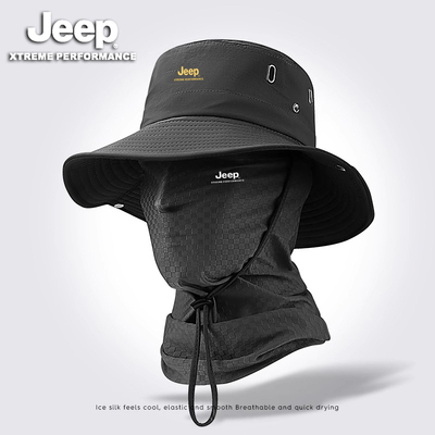 jeep专业级防晒帽男款户外遮阳帽子防水渔夫帽夏季防紫外线太阳帽