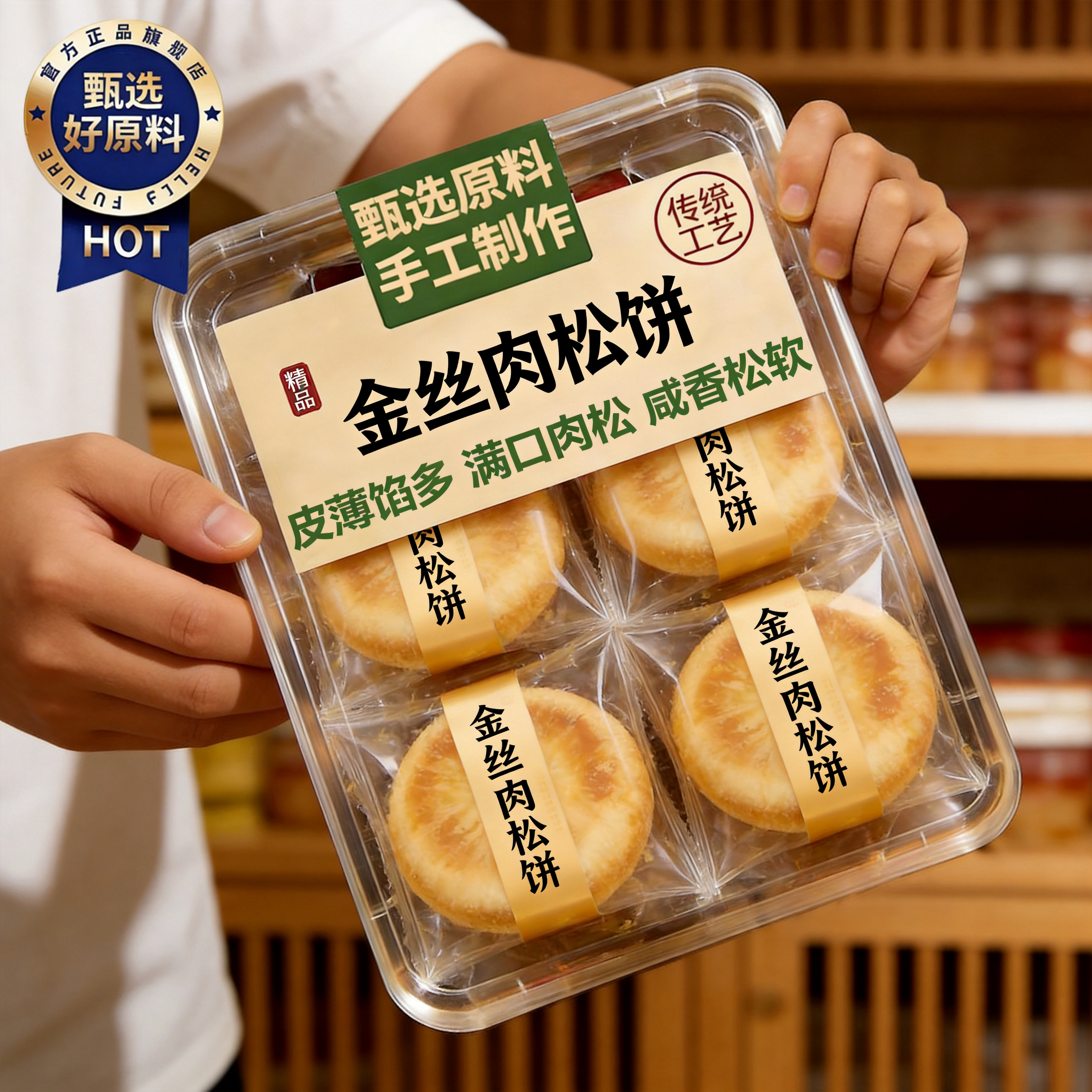 正宗肉松饼官方旗舰店金丝肉松饼独立包装早餐传统糕点小零食食品