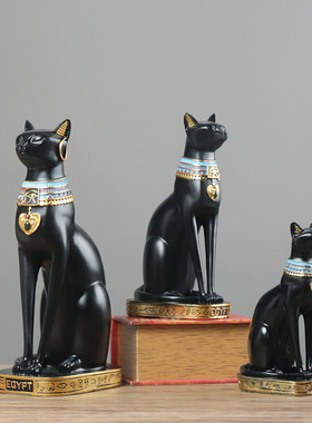 欧式创意树脂埃及猫摆件猫神贝斯特客厅书房办公室书桌装饰摆设