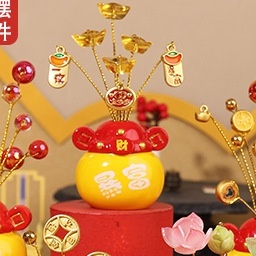 2025年新款树脂发财树摆件精致工艺绿植家居汽车礼品高雅创意绿叶